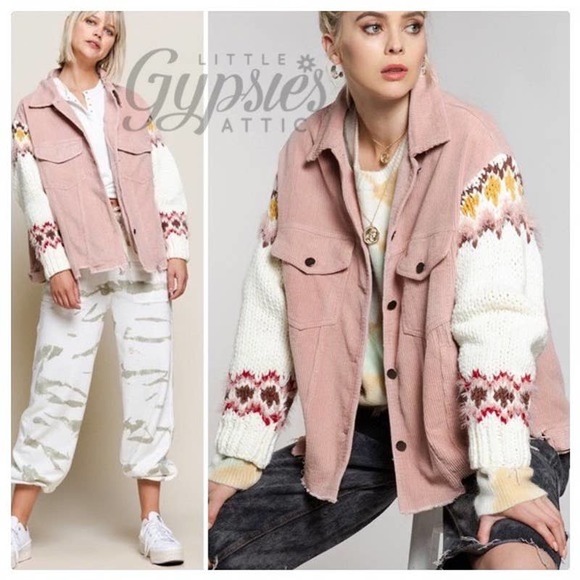 POL Winter Corduroy & Knit Sleeve Jacket - Picture 5 of 13